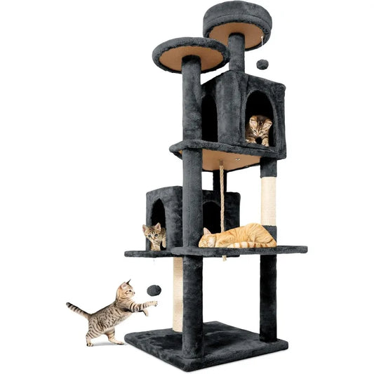 58.5 inch Large Multi-Level Cat Tree Tower Condo with 1 360° Rotating Cat Cave